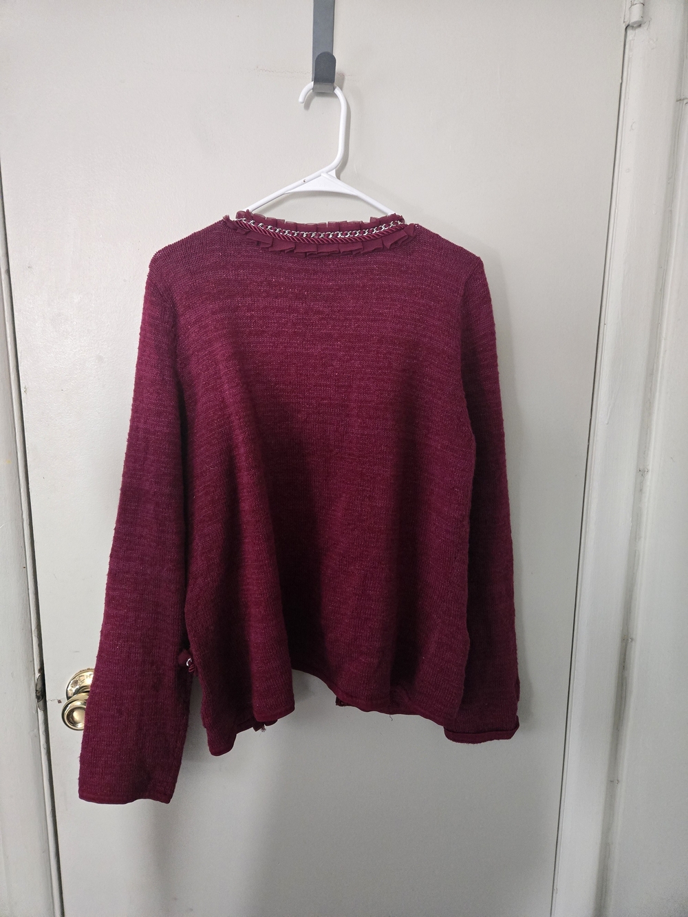 White House Black Market Open-Front Dark Margenta Knit Cardigan Sweater - Picture 7 of 7